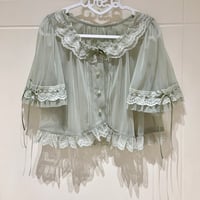 brown manor 2wayレースブラウス グリーン
