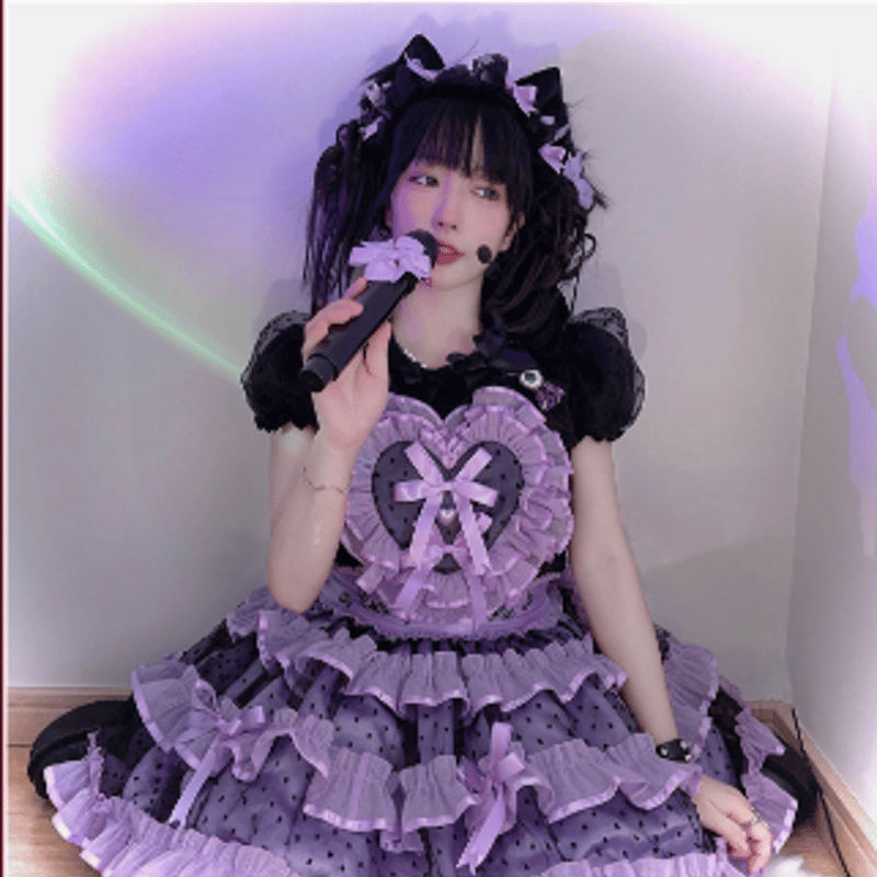 Sweet Heartエプロンスカート ブラック×パープル | tulle オンラインストア