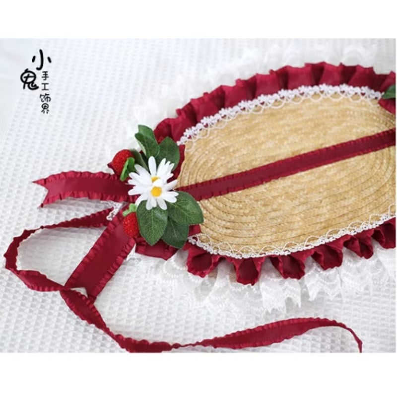 Strawberry 麦わらボンネット レッド | tulle オンラインストア