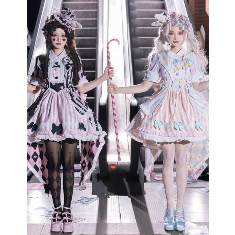 Circus Stripe ドレス ピンク×サックス/select | tulle Circus Stripe ドレス ピンク×サックス/select | tulle