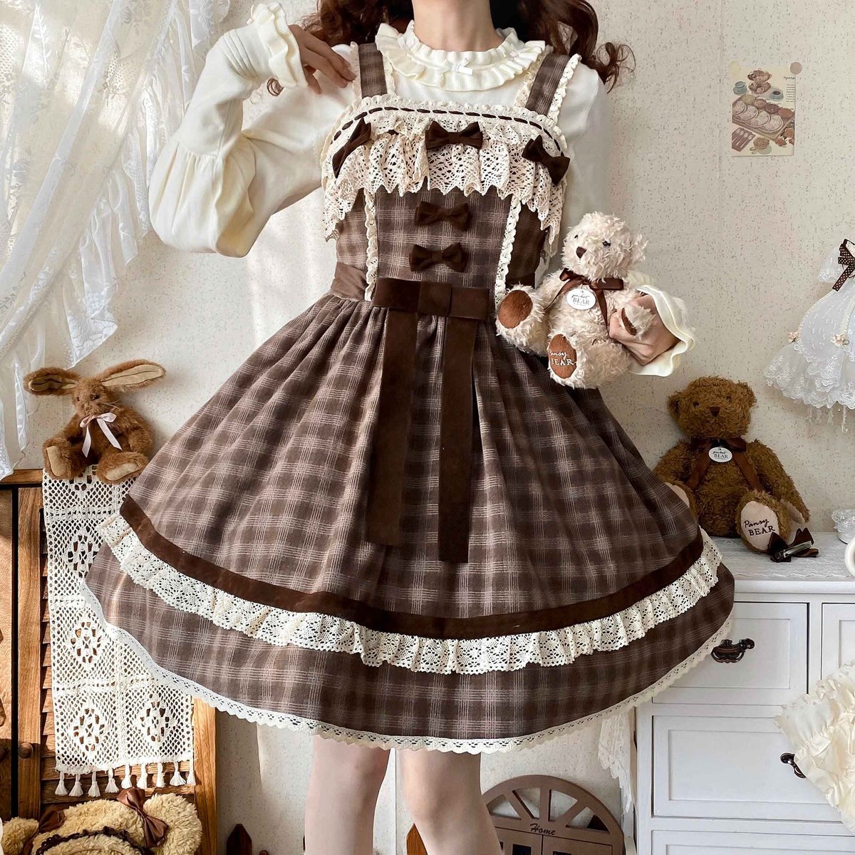 White Tea Dollyジャンパースカート ブラウン | tulle オンラインストア