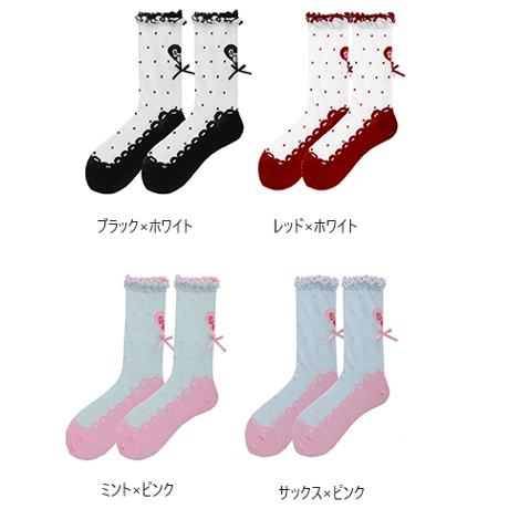 Lovely Dotクルーソックス　8色／select