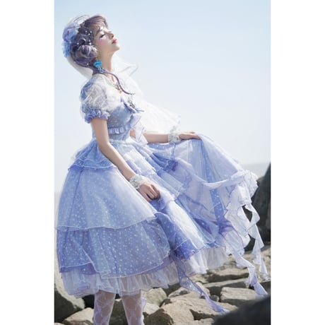 Deep Sea Girlワンピースドレス  サックス