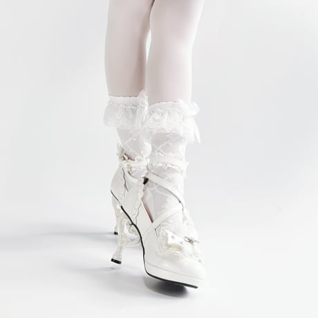 平成雪姫 ハートヒールロココシューズ　ホワイト