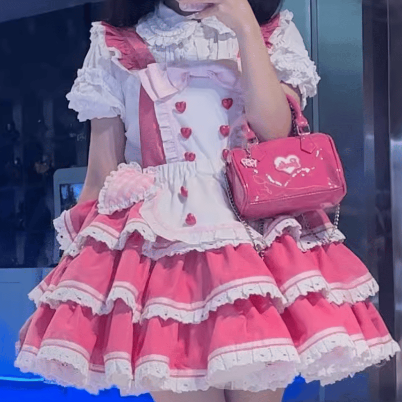 Sweet Waitressエプロン付きサロペット フューシャピンク/Select | tul Sweet Waitressエプロン付きサロペット フューシャピンク/Select | tul