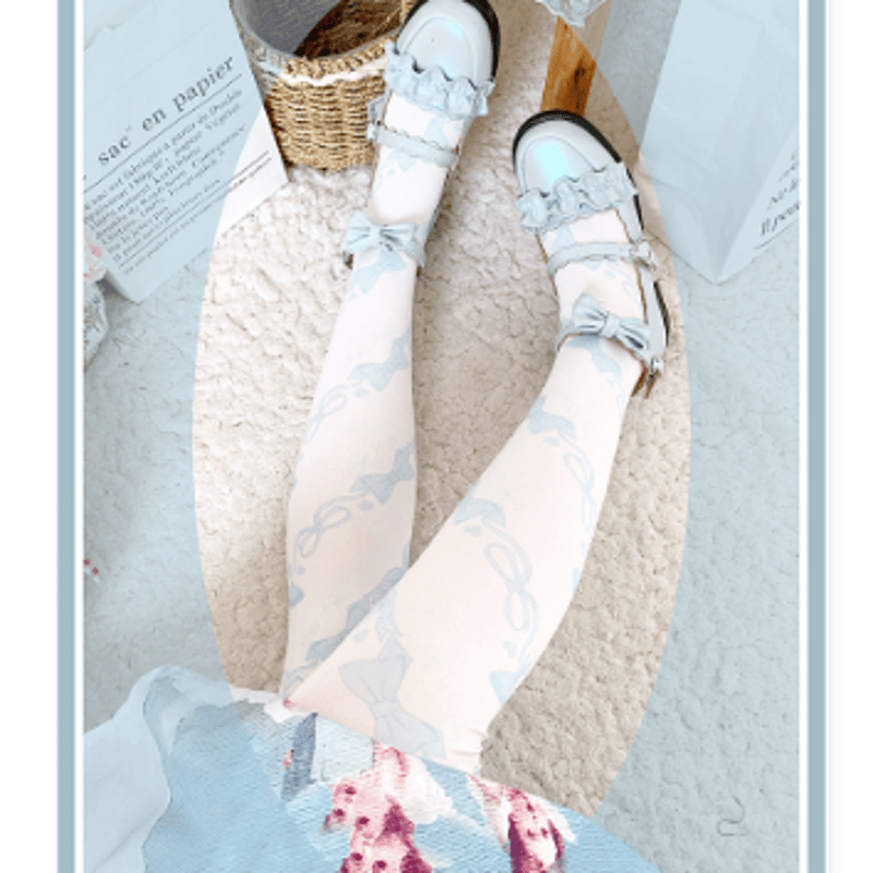斜めリボンオーバーニーソックス サックス／select | tulle