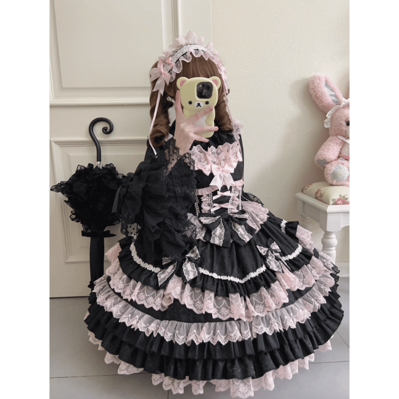 Rococo Princessジャンパースカート ブラック×ピンク | tulle