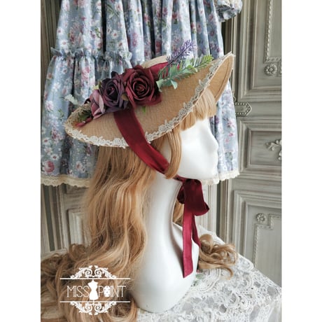 European rose＆Featherドレスハット　ワイン／select