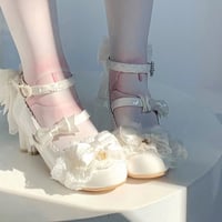 桜リボンレースシューズ ホワイト
