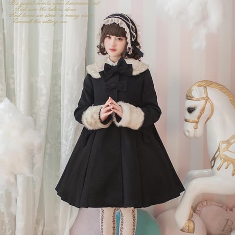 バンビファーロングコート　ブラック