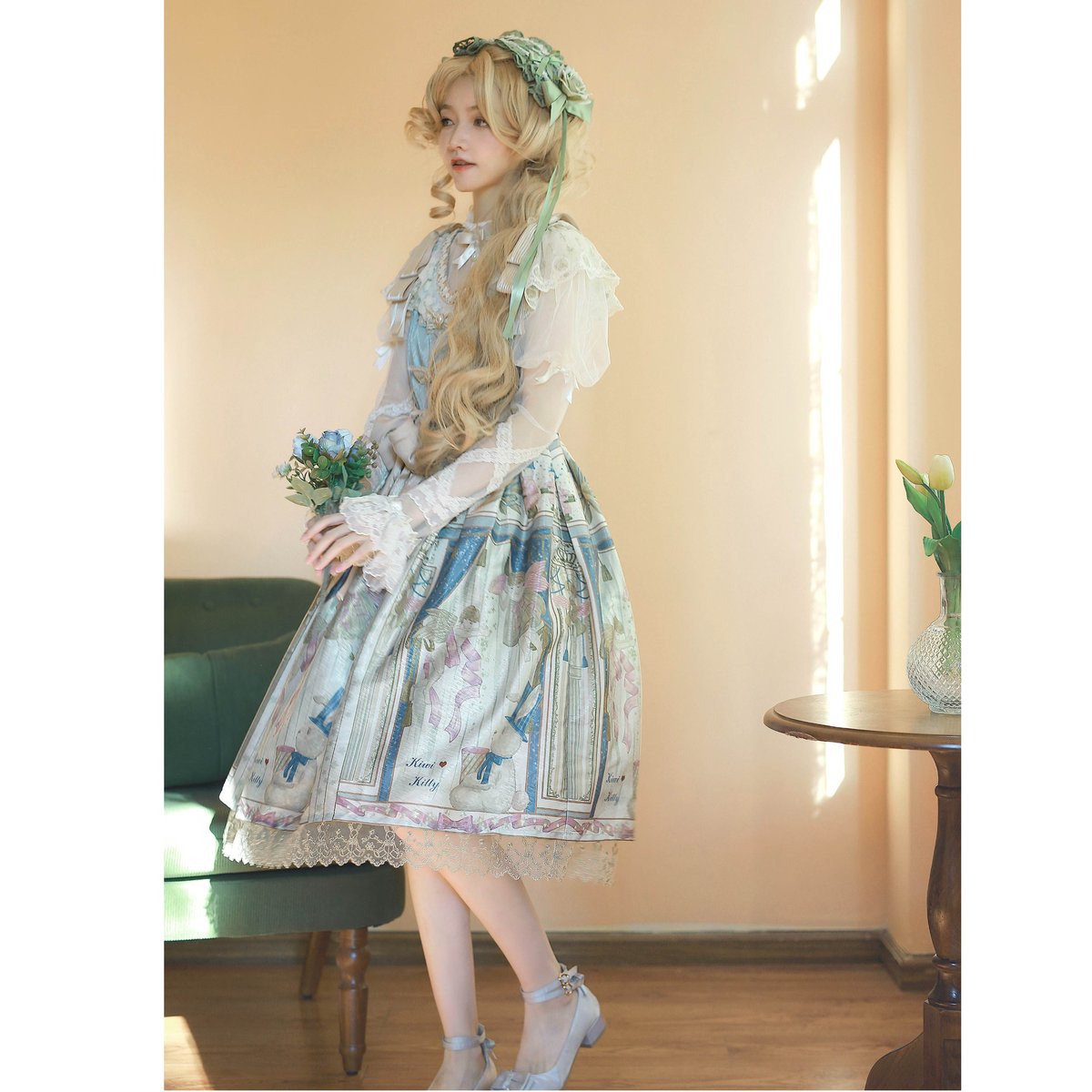 Amavel Tulip Festival ブラウス ジャンパースカート ミント Rabbit＆Angel エンジェルスリーブジャンパースカート ミント | tulle