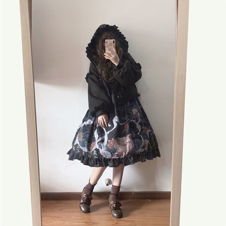 FrillHoodieライトアウター 　ブラック
