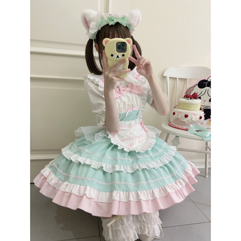 Patissier Chatonジャンパースカート3点set ミント | tulle オンライ