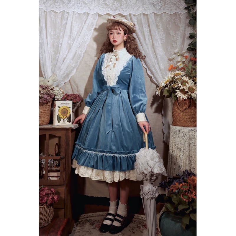 Dollyベロアワンピース ブルー／select | tulle オンラインストア