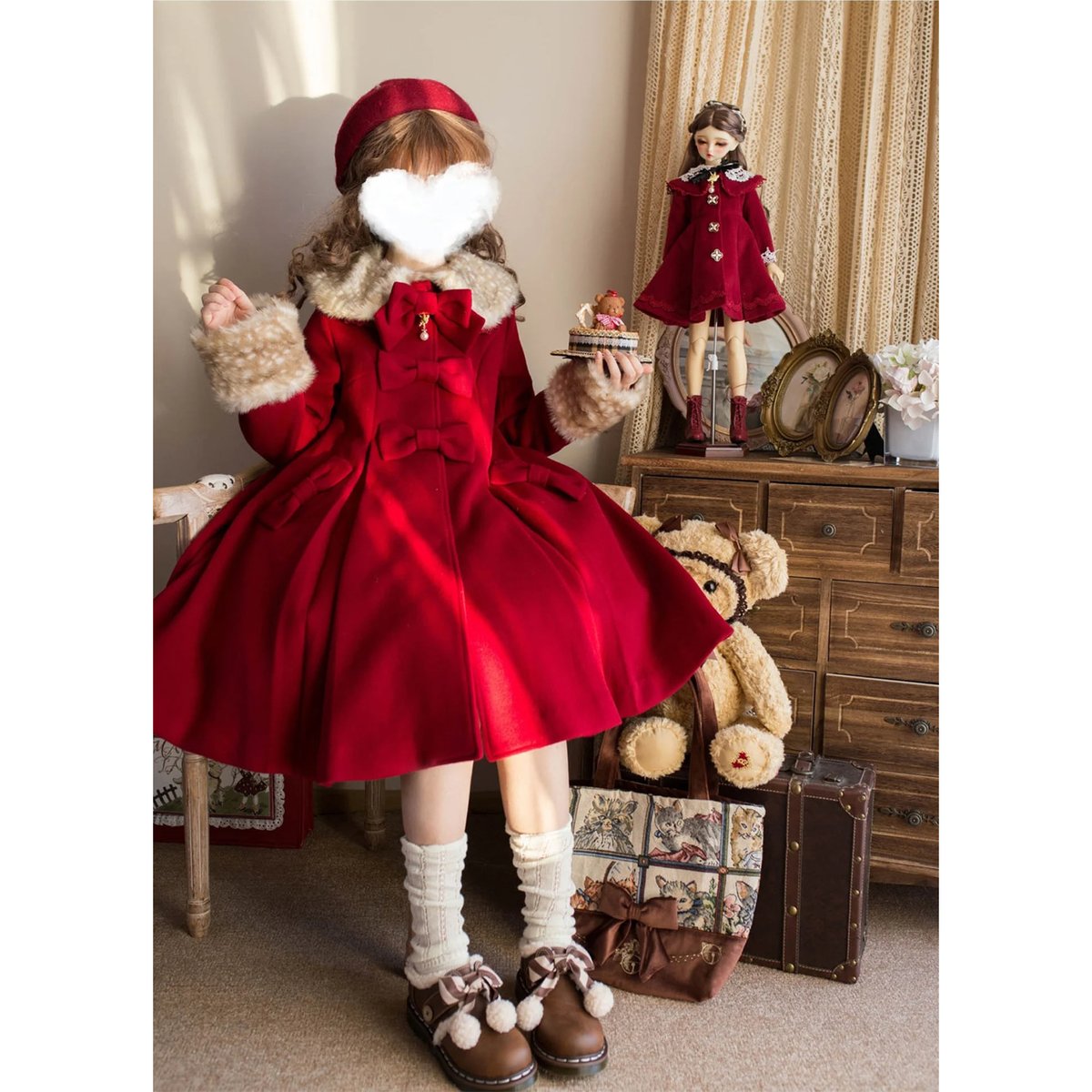 バンビファーロングコート レッド／select | tulle オンラインストア