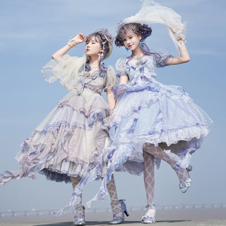 Deep Sea Girlワンピースドレス  サックス