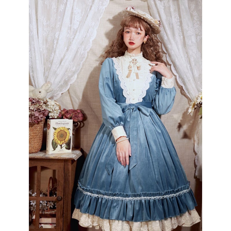 Dollyベロアワンピース ブルー／select | tulle オンラインストア