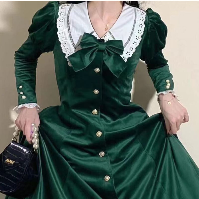 Classic Dollベロアワンピース グリーン/Select | tulle Classic Dollベロアワンピース グリーン/Select | tulle