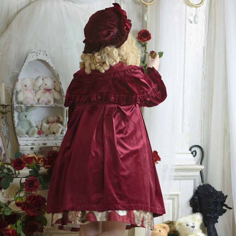 Velvet Antiquedoll ケープ付きコート ワイン／select | tulle