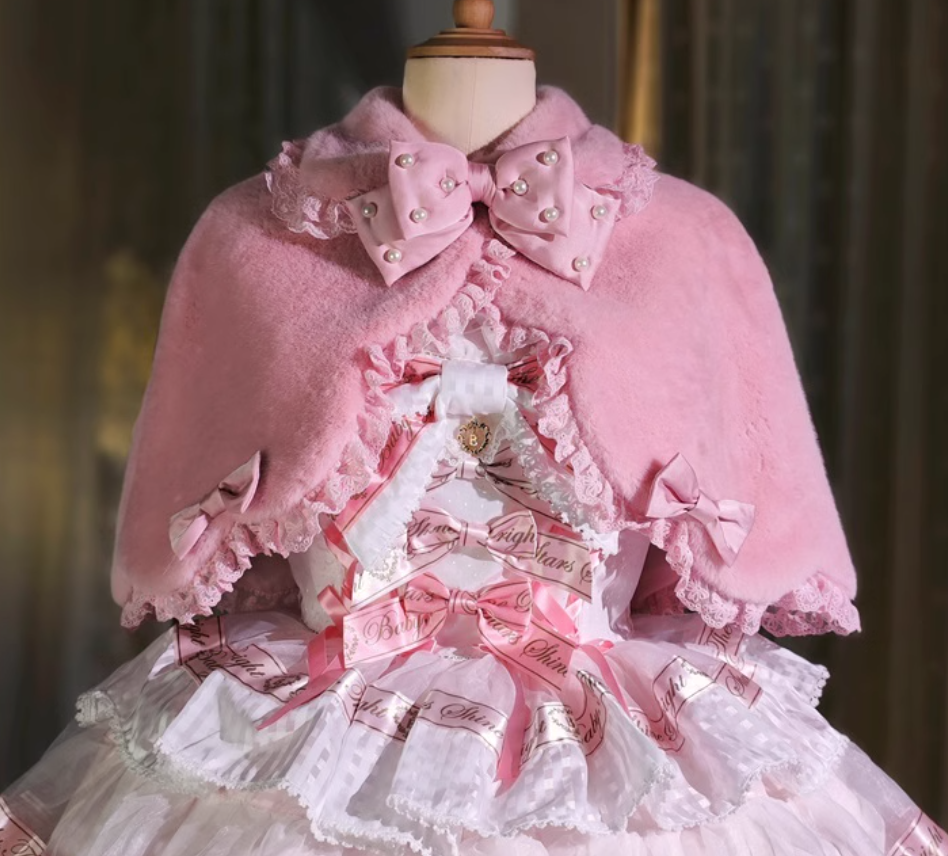 アンプリピンクファーケープ♡ 選べるおリボン♡ Dress Up うさみみファーケープ ピンクファー