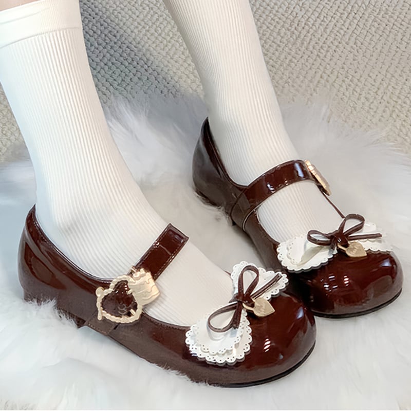 スカラップリボンローヒールパンプス ブラウン | tulle オンラインストア