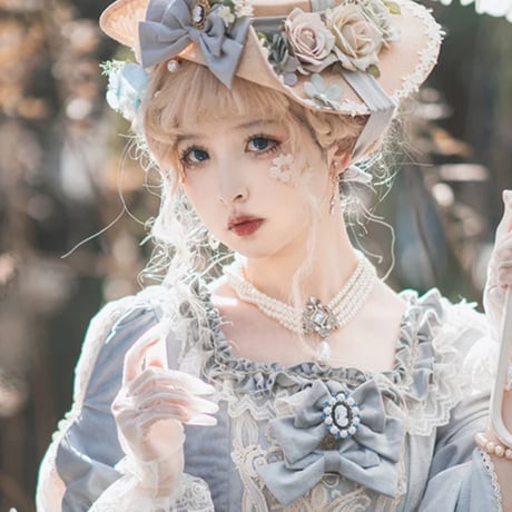 European rose＆Featherドレスハット　グレー／select