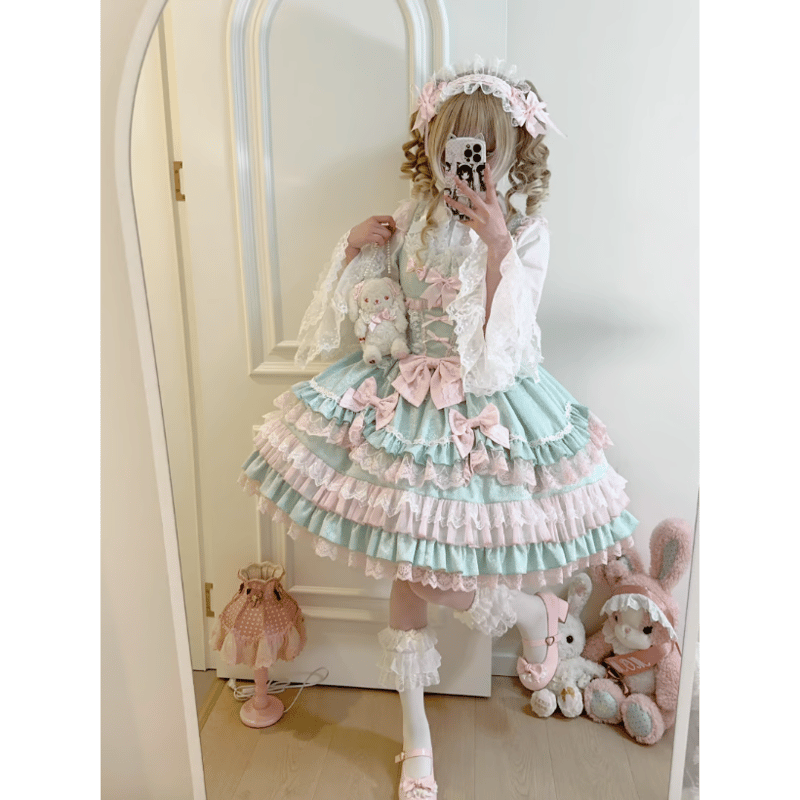 Rococo Princessジャンパースカート ミント×ピンク | tulle オンライン