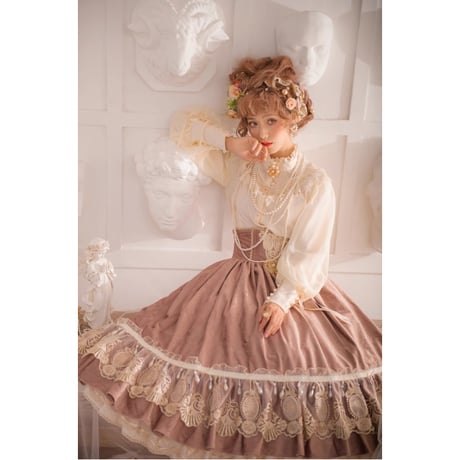 Elegant Salon Tea Party スカート　グレイッシュピンク／Select