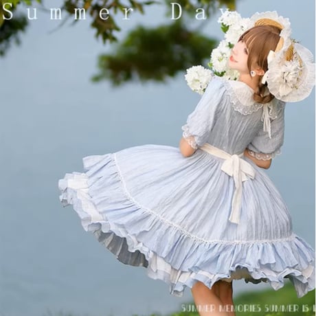 summer afternoon tea ワンピース　サックス