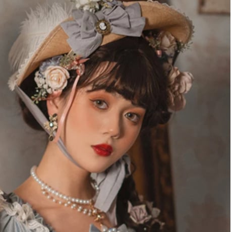 European rose＆Featherドレスハット　グレー／select