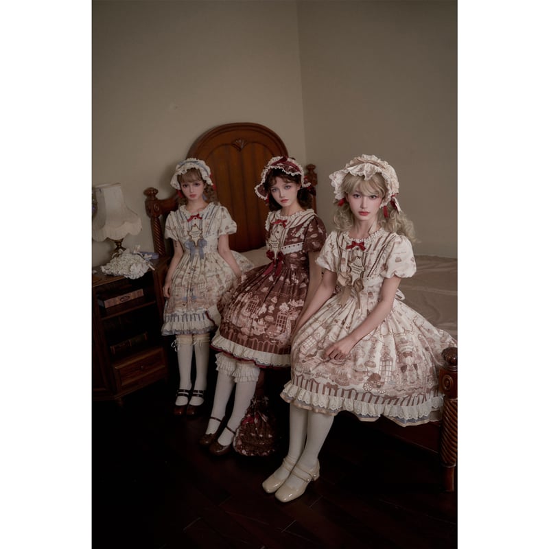 Antique Dessert Houseワンピース アイボリー×ブラウン | tulle オ