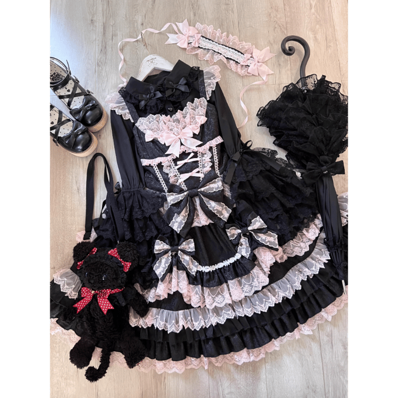 Rococo Princessジャンパースカート ブラック×ピンク | tulle