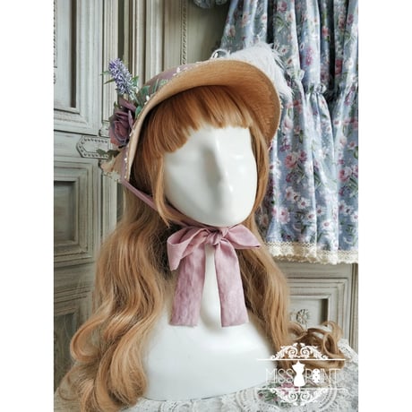 European rose＆Featherドレスハット　ピンク／select