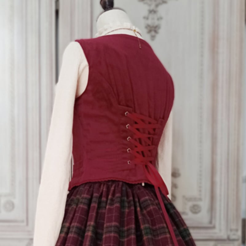 ベルベットレースアップベスト ワイン／select | tulle