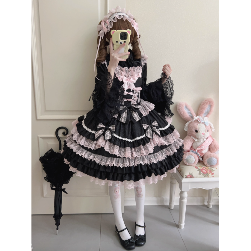 Rococo Princessジャンパースカート ブラック×ピンク | tulle