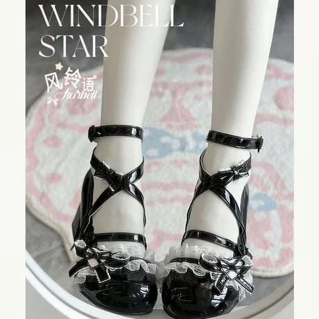 Windbell Starレーシーストラップシューズ　ブラック