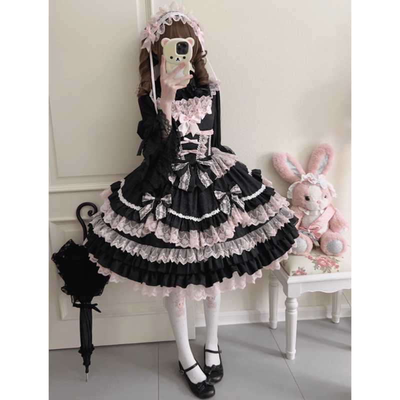 Rococo Princessジャンパースカート ブラック×ピンク | tulle