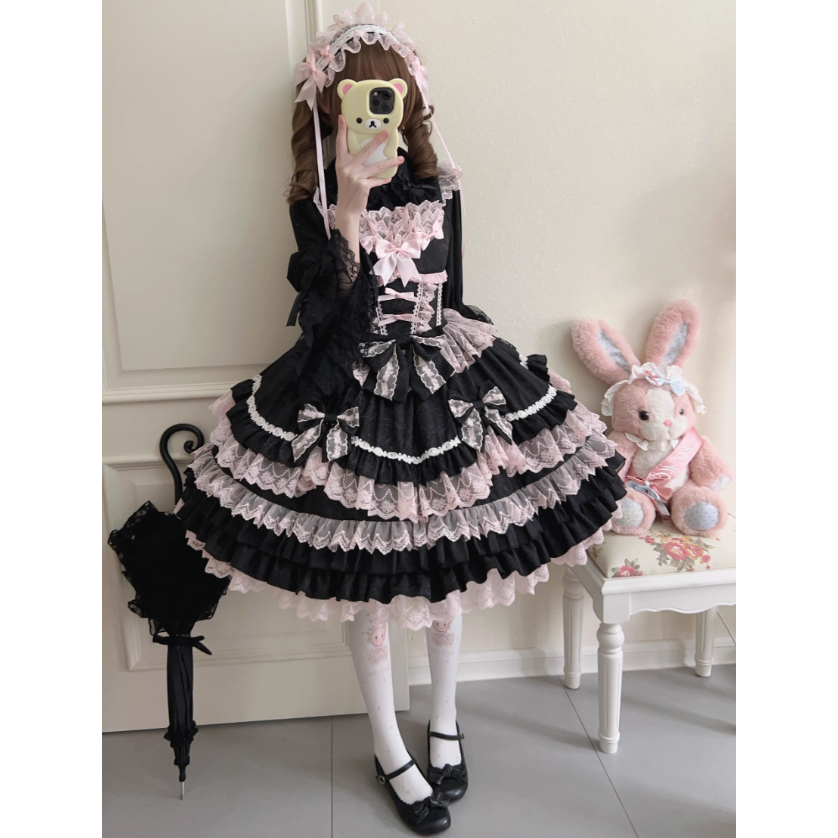 Rococo Princessジャンパースカート ブラック×ピンク | tulle