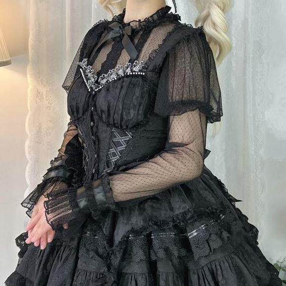 ドットチュールブラウス ブラック | tulle オンラインストア
