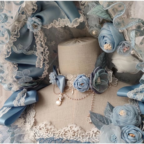 Floral Ribbonドレスset　サックス／select