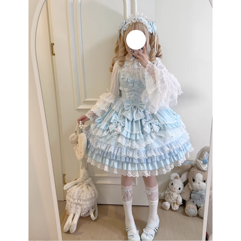 Rococo Princessジャンパースカート サックス×ホワイト | tulle