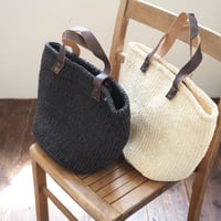 レザーハンドル サイザルトートバッグ