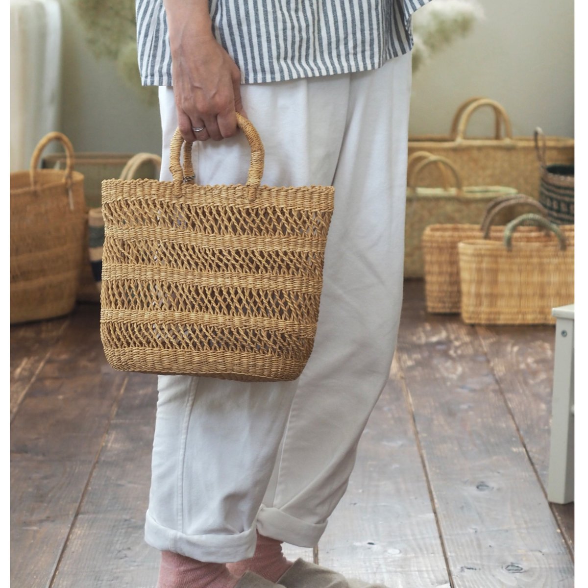 ボルガ 2本手透かし編みバスケット | Room