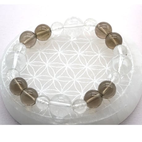 スモーキークォーツと水晶のブレスレット