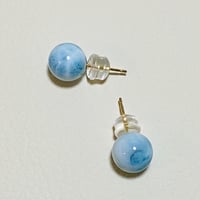K18 ラリマー一粒ピアス