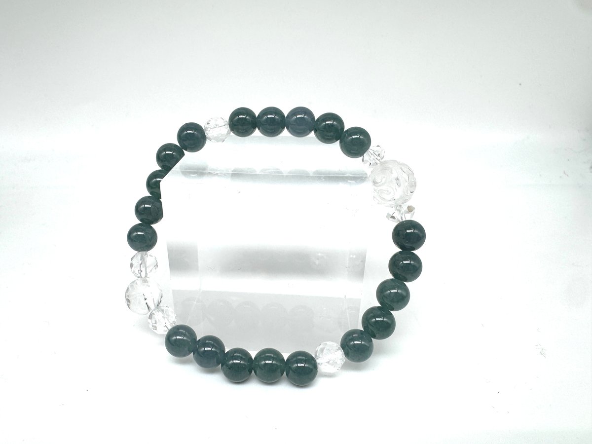 16cm】青翡翠とマニ車水晶ブレスレット | Harmonie Stone