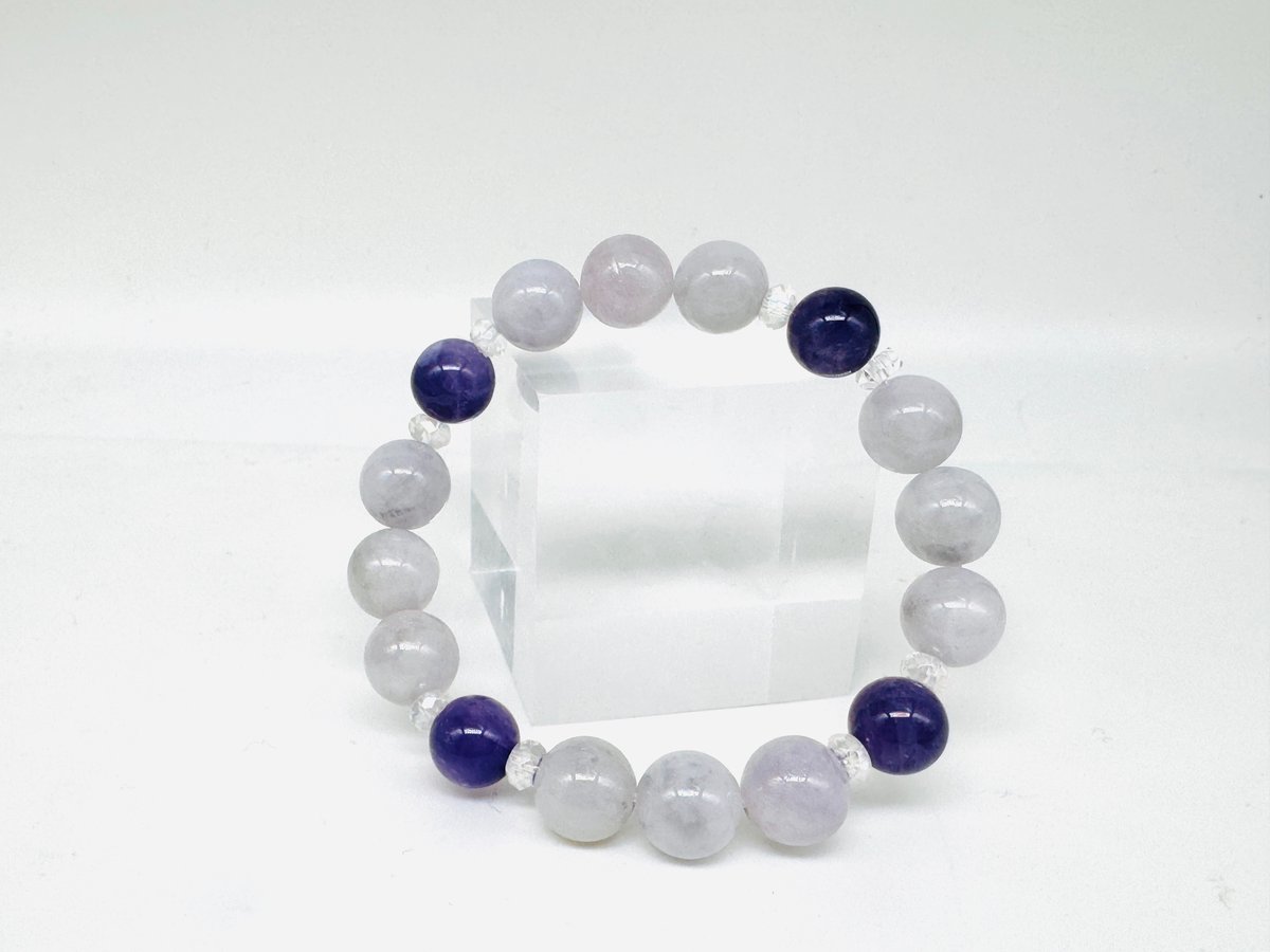 16cm】ラベンダー翡翠とアメジストブレスレット | Harmonie Stone
