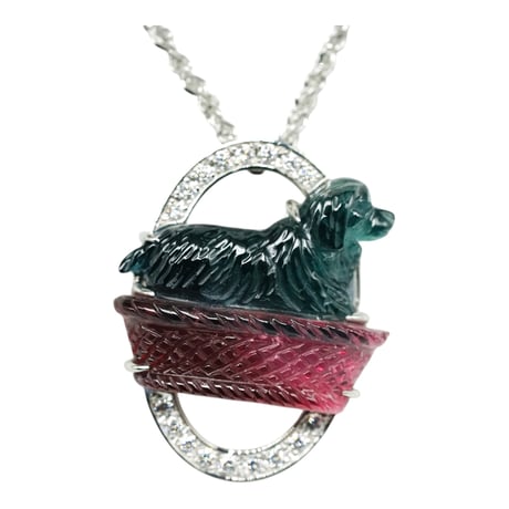 【jewelry】かご入りわんちゃんネックレス