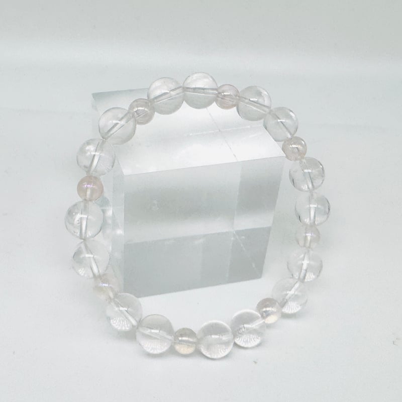 17cm】ピンクレムリアンシードクリスタルとピンクオーラのブレスレット