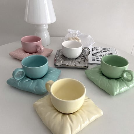 マカロン クッションソーサー コーヒーカップ グリーン